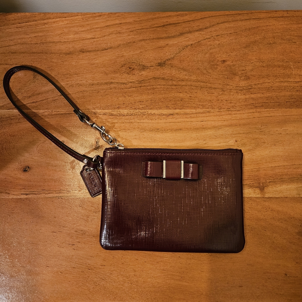 Coach Darcy Red Leather Wristlet